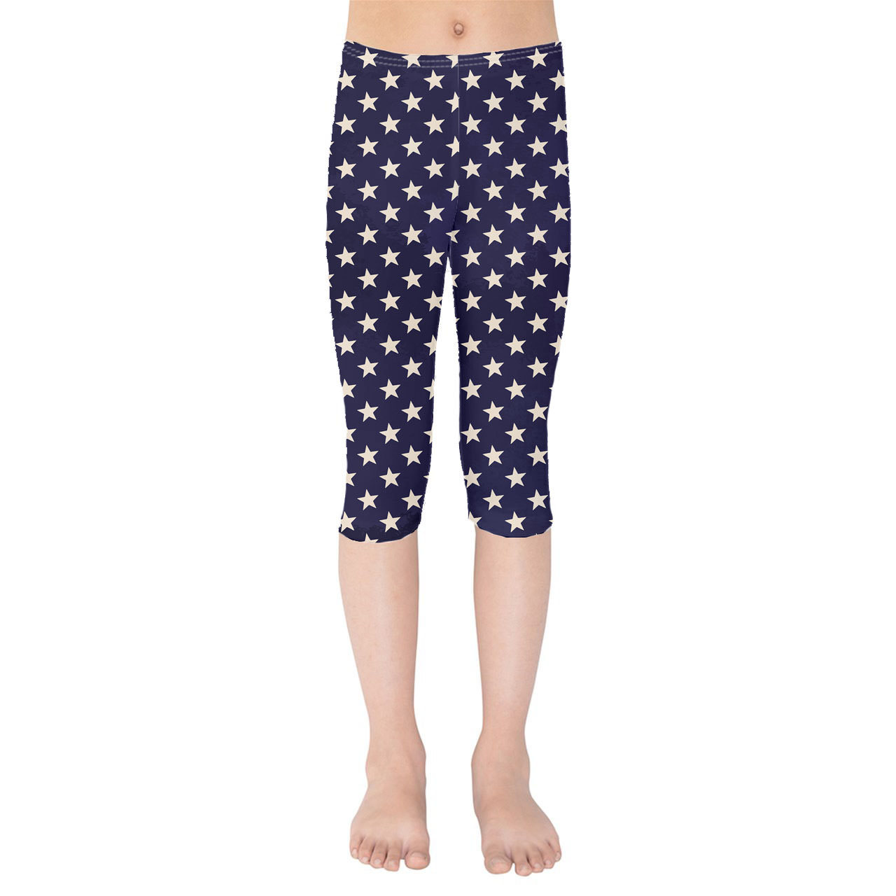 Navy Stars Kids Capri Leggings - Leggings