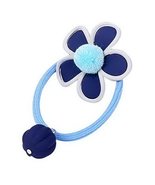 Set Of 3 Simple Hair Accessory Elastic Rubber Band Blue Hairball Flower ... - $12.48