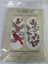 Something Special Counted Cross Stitch Chickadees Cardinals Door Knob Decor - $14.95