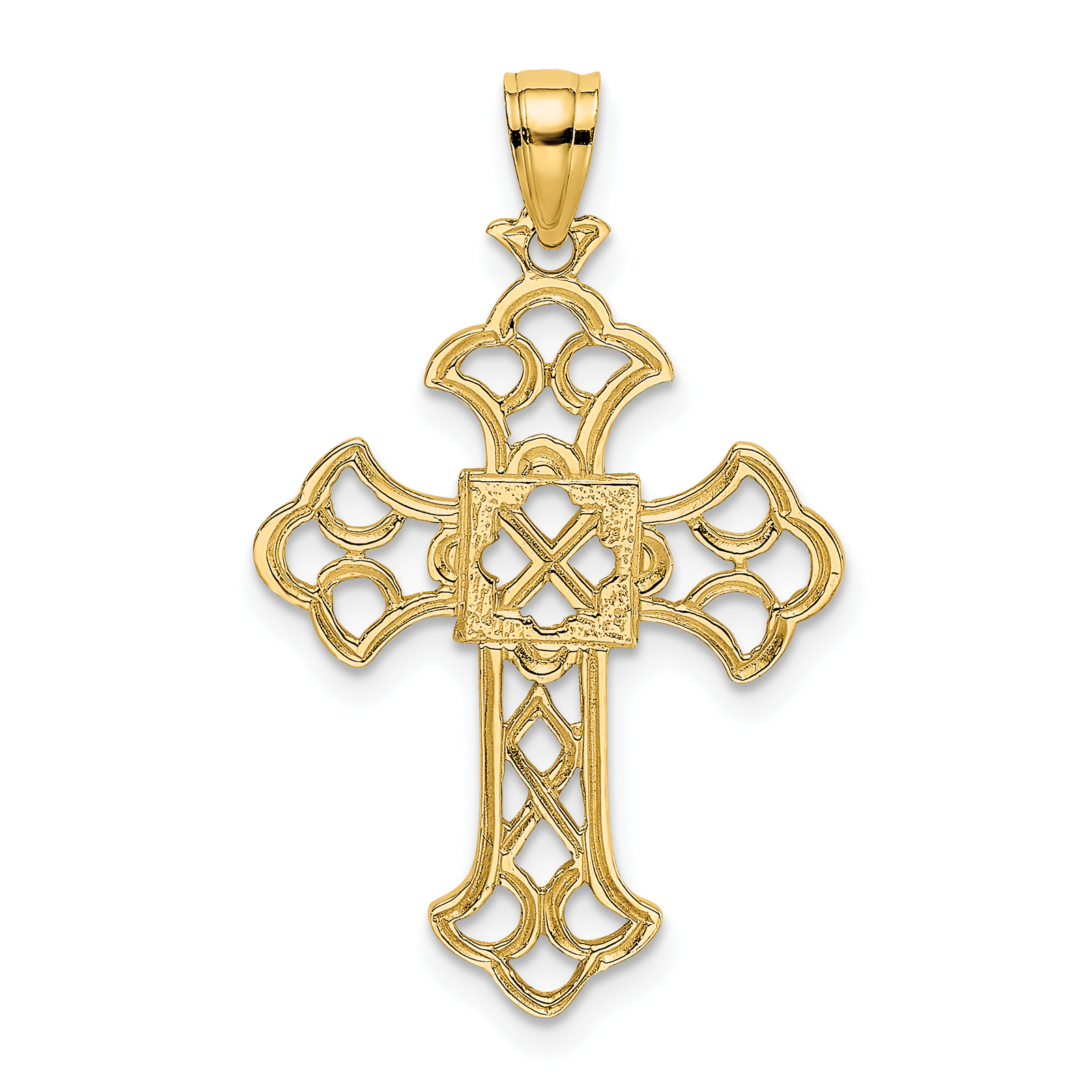 14K Delicate Cut-Out Cross Charm - Fine Charms & Charm Bracelets