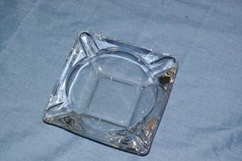 Vintage Square Clear Glass Ashtray 6 Inch - $8.00