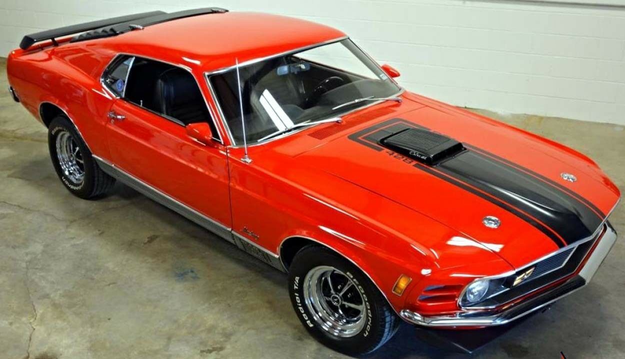 1970 Mustang Mach I 428 hood stripe kit with shaker scoop Ford licensed ...