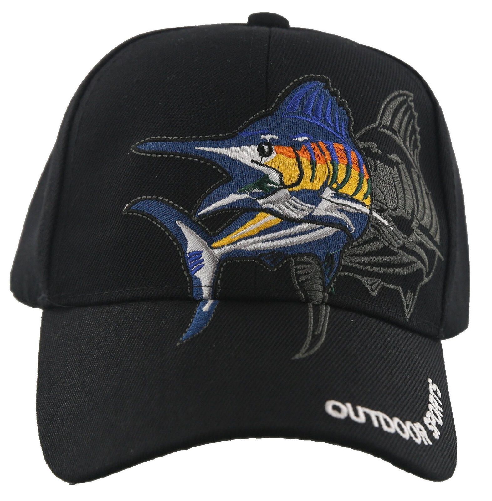 NEW! OUTDOOR SPORTS SWORDFISH FISHING MARINE BALL CAP HAT BLACK Men's