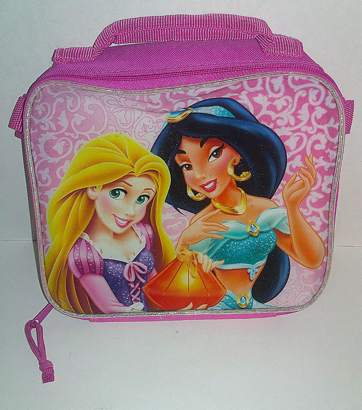 Disney Princess Jasmine and Rapunzel Soft Lunch Bag 9 X 8 Inches School Case Lunchboxes, Thermoses
