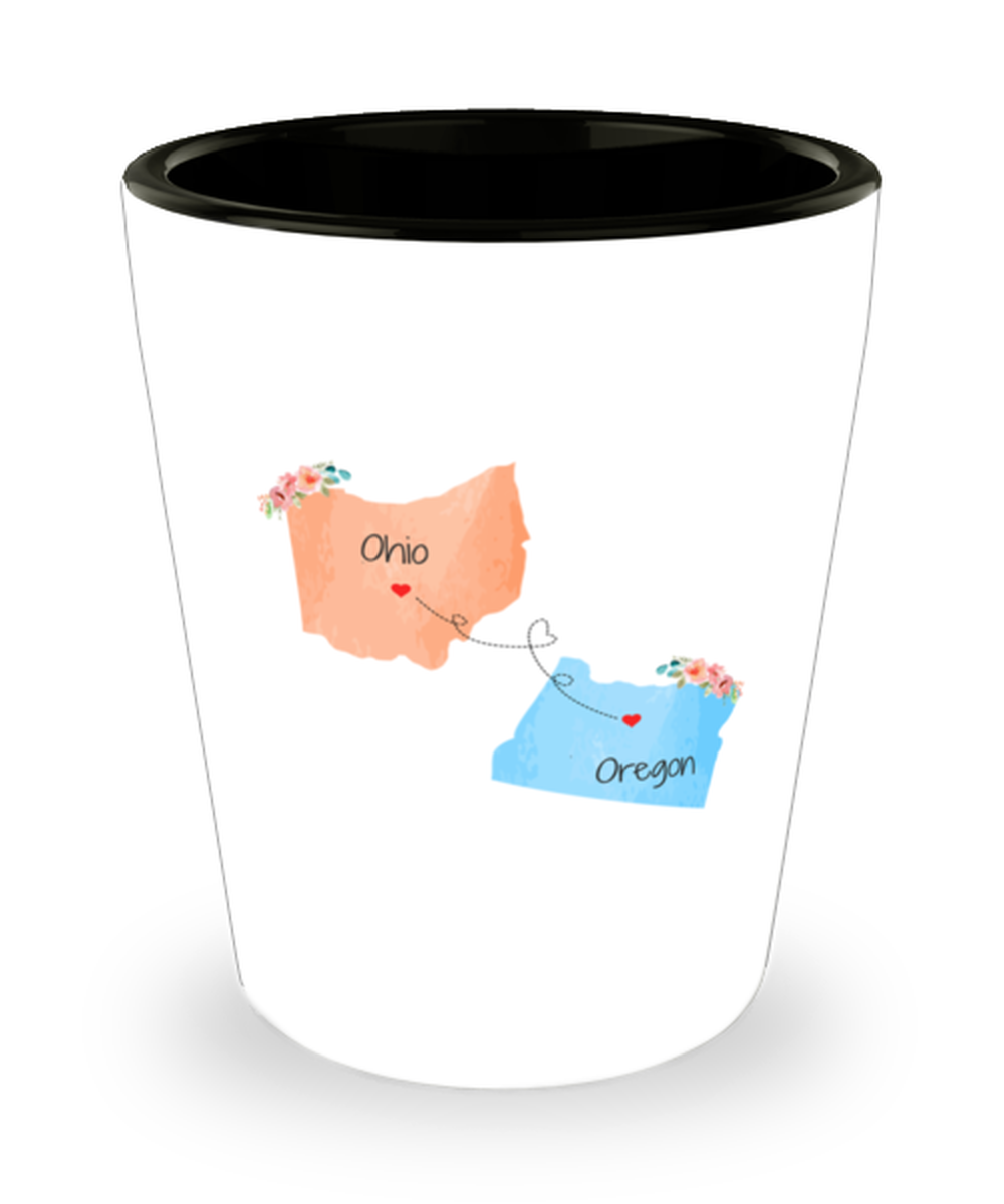Ohio Oregon Gifts | Long Distance State Shot Glass | State to State | Away