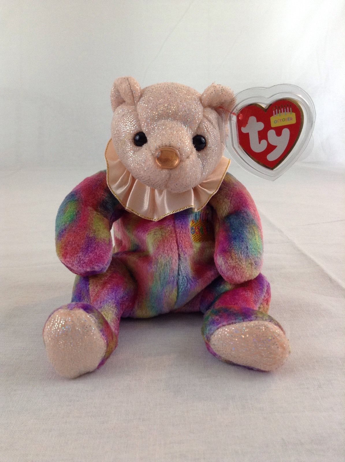 2000 Ty Beanie Baby Bear October Birthday Colorful Stuffed Plush With ...