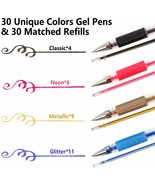 Gel Pens, 60 Pack Gel Pen Set 30 Colored Gel Pen with 30 Refills for s C... - $31.90