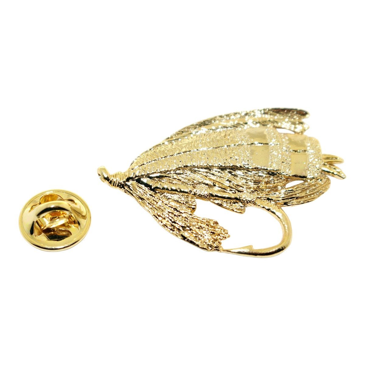 Salmon Fly Pin 24K Gold Lapel Pin Brooches, Pins