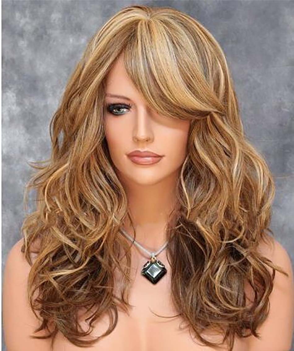 Body Wave Synthetic Hair Wigs Blond with Brown 18inch Popular Style