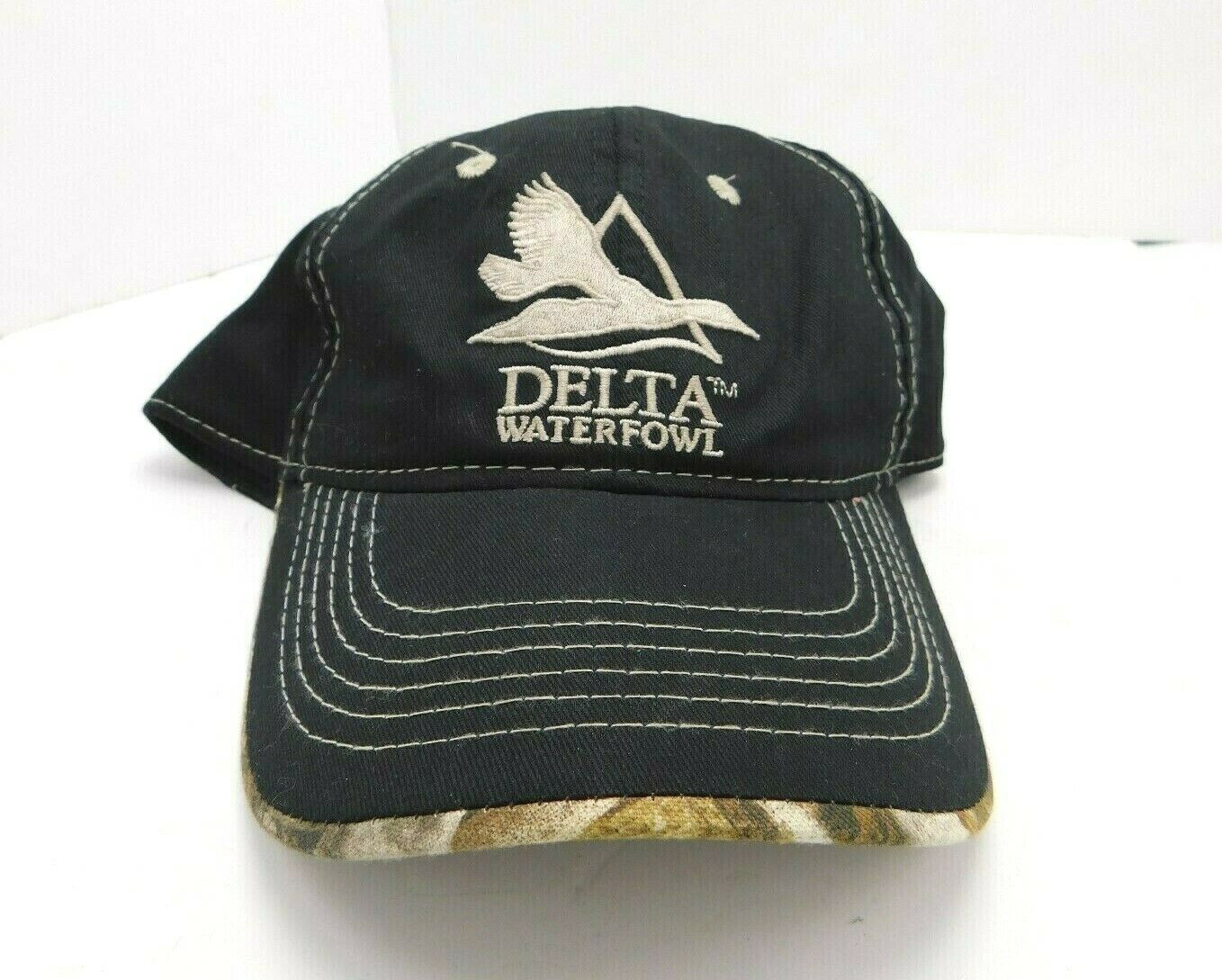 Delta Waterfowl Hat Cap Strapback Black Camouflage Bill Duck Hunters