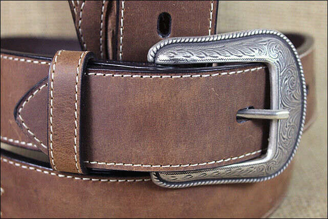3D Brown Mens Fashion Concho Leather Belt Removable Buckle U-8202 - Belts