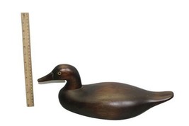 Vintage Carved Wood Mallard Duck Decoy 17" Long Original Unsigned Wooden image 1