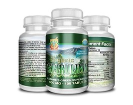 Spirulina Organica 100 Tabletas 500MG, alga spirulina 100% pura y organica - $19.90