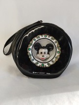 RARE Vintage Disney Parks Mickey Mouse Head Black Vinyl Zippered Souvenir Purse - $39.59