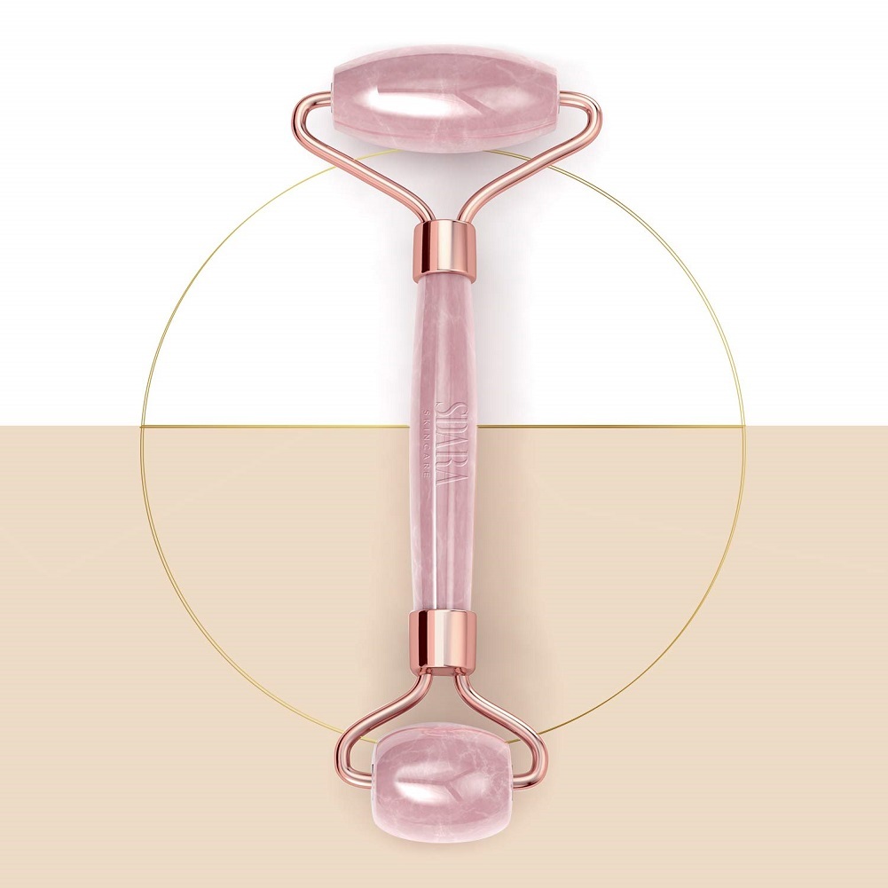 Rose Quartz Roller - Face Roller For Wrinkles, Eye Puffiness, And Sinus Pressure