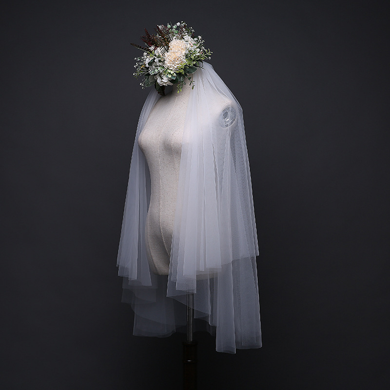 Soft Tulle 2 layers Women Wedding Veils Ivory White