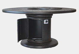Propane fire pit table 7 pc Nassau patio dining set outdoor aluminum grills.  image 4