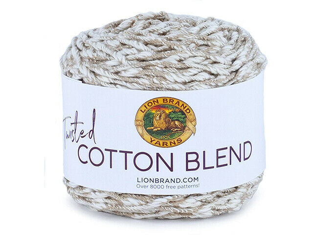 Lion Brand Twisted Cotton Blend Yarn in Tan/Ecru #765