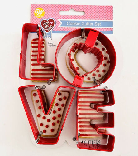 Primary image for Wilton LOVE  Metal 4 Piece Cookie Cutters Wedding Shower Engagement Party