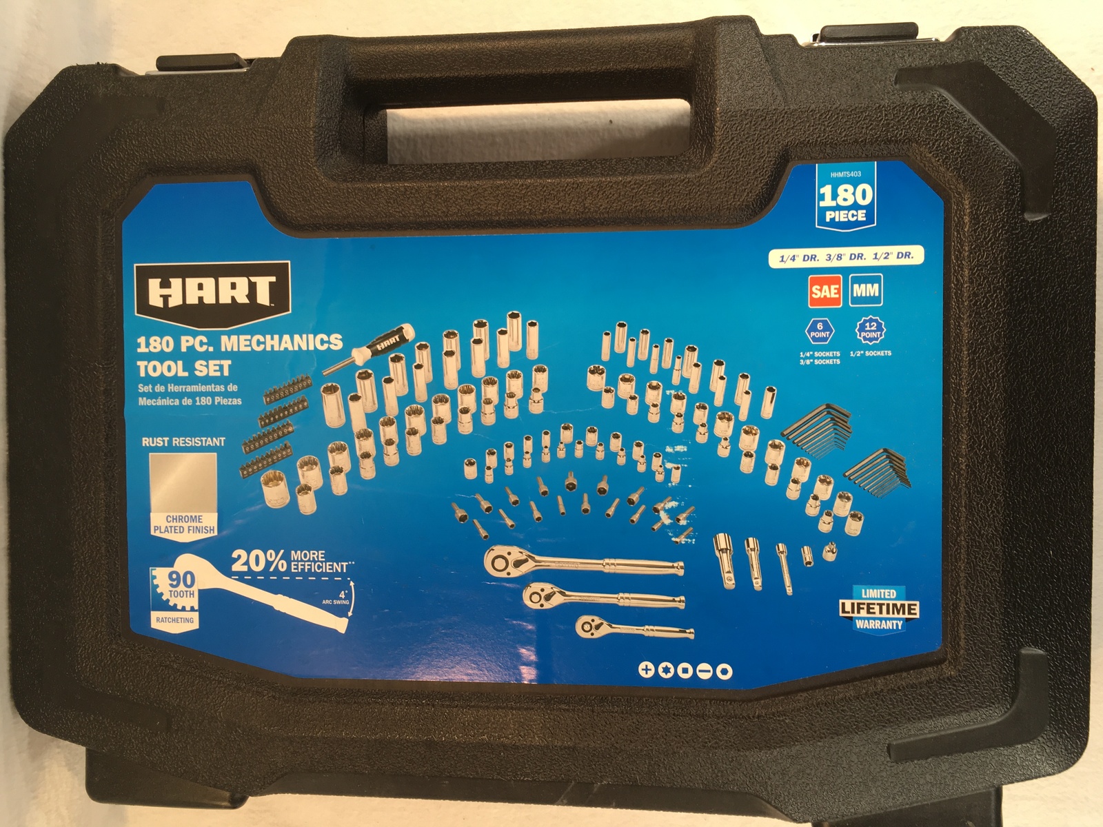 Hart 180 Piece Mechanics Tool Set w/Hard Plastic Carrying Case Tool