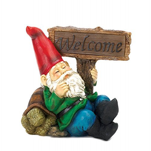 Summerfield Terrace 10015673 Home Locomotion Welcome Gnome Solar Light Statue, M