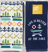 SET OF 2 DIFFERENT KITCHEN TOWELS (16.5&quot;x26&quot;) SUMMER,BOATS,LAKE LIFE,ANC... - $15.83