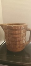 USA Stoneware Pottery Brown Glaze Ribbed Milk Syrup Gravy Pitcher 5&quot; - $20.00
