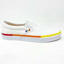 Vans Classic Slip On (Rainbow Foxing) True White LGBTQ Pride Womens Casu... - $57.95