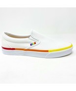 Vans Classic Slip On (Rainbow Foxing) True White LGBTQ Pride Womens Shoes - $57.95