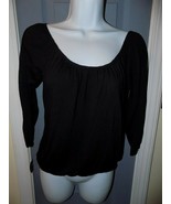 American Eagle Outfitters Black 3/4 Sleeve Elastic Bottom Shirt Size XS ... - $19.78