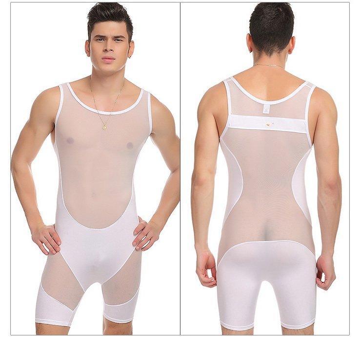 #320 men's mesh gauze ultra-thin sexy bottom bodysuits Wrestling singlet