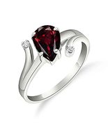 Galaxy Gold GG 14k White Gold Pear-shaped Garnet with Diamonds Ring - Si... - $369.26