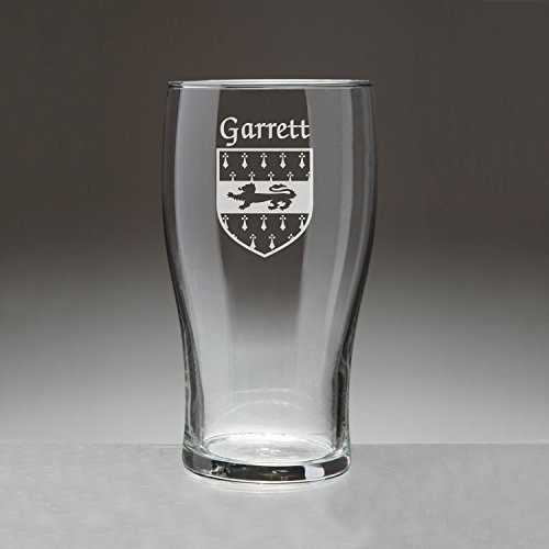 Garrett Irish Coat of Arms Tavern Glasses - Set of 4 (Sand Etched)