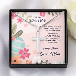 To My Daughter From Mom Easter Message Card Cross Necklace Gift