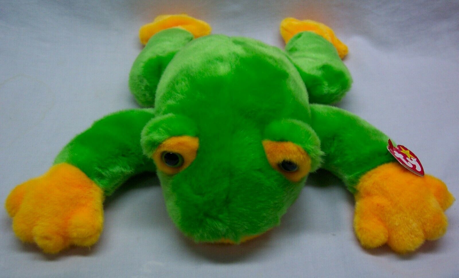 TY Beanie Buddies VERY SOFT GREEN FROG BABY RATTLE 15" Plush Stuffed