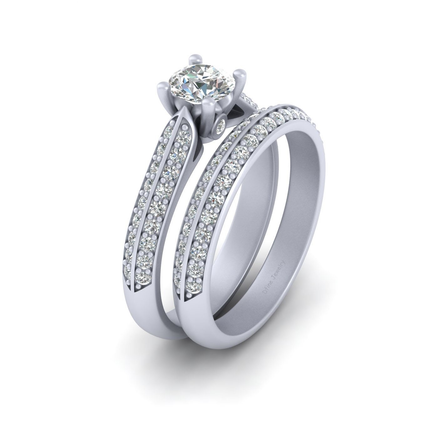 VVS-VS Clarity Half Carat DEF White Moissanite Wedding Ring Set Sterling Silver