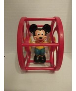 Walt Disney Productions Rolling Spinning Wheel Toy Mickey Mouse 1960&#39;s RED - $23.36