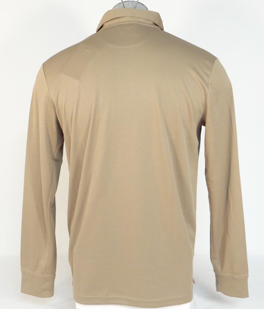 Chaps Performance Stay Dry Khaki Long Sleeve Polo Shirt Men's NWT
