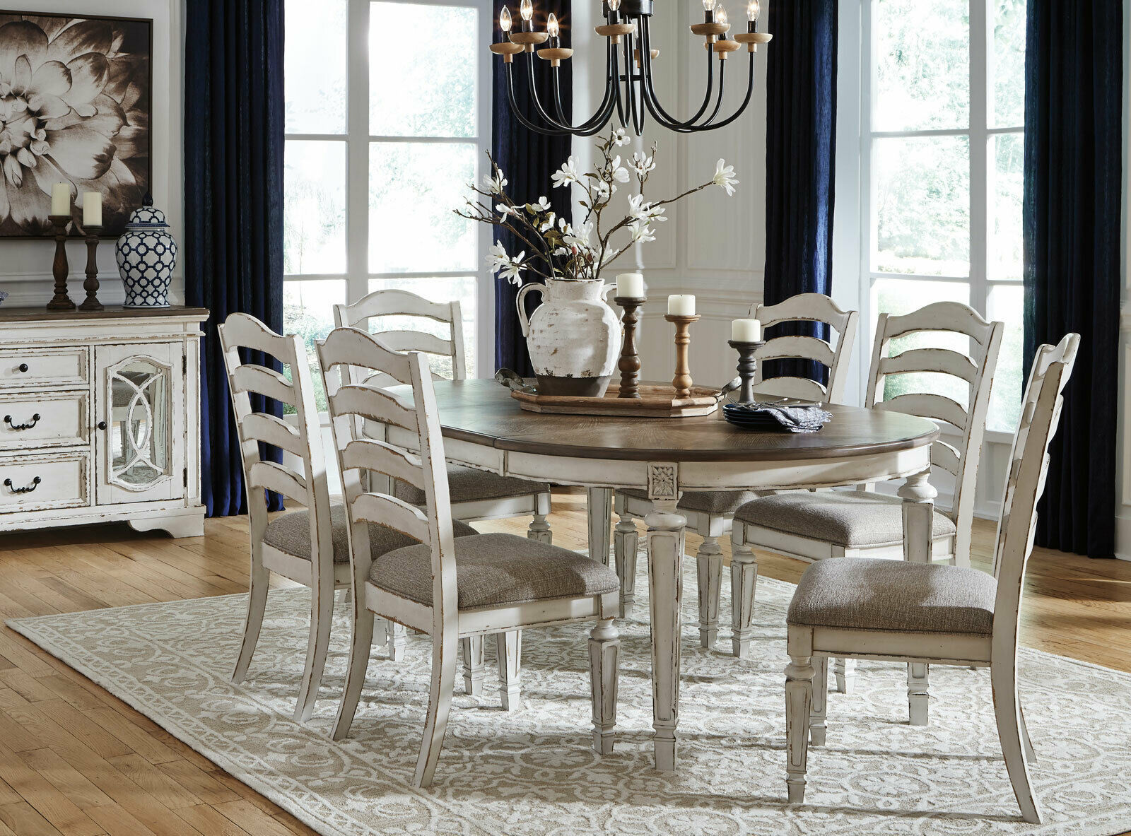 french cottage dining room white
