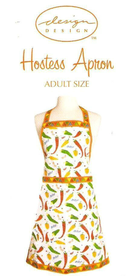 Primary image for Zesty Peppers Apron with Fun Fiesta Colors Cotton NIP Design India