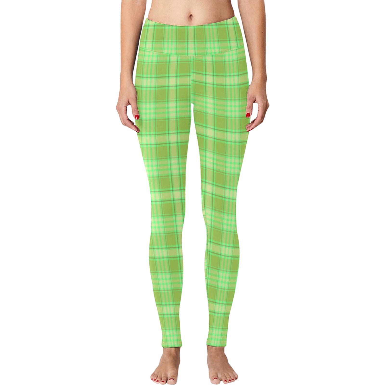 Green Plaid Women's Leggings - Leggings