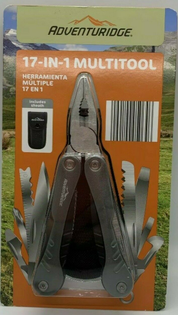 New! ADVENTURIDGE 17in1 Metal Multi Tool With Carrying Case Outdoor