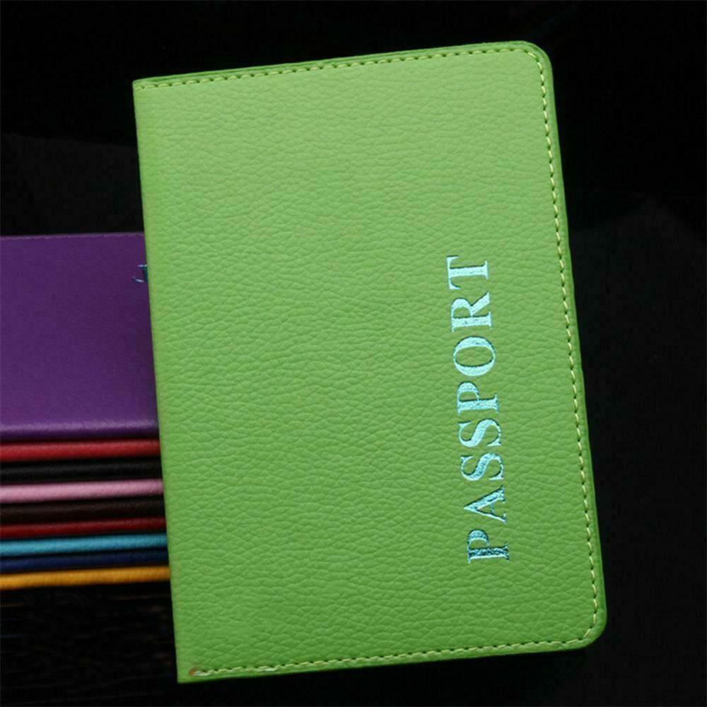 Leather Travel Passport Holder Card Cover Slim Case Thin Wallet Pouch Green
