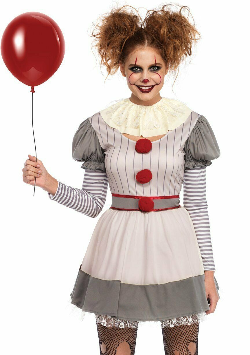 Leg Avenue Creepy Clown IT Pennywise Dress Adult Womens Halloween ...