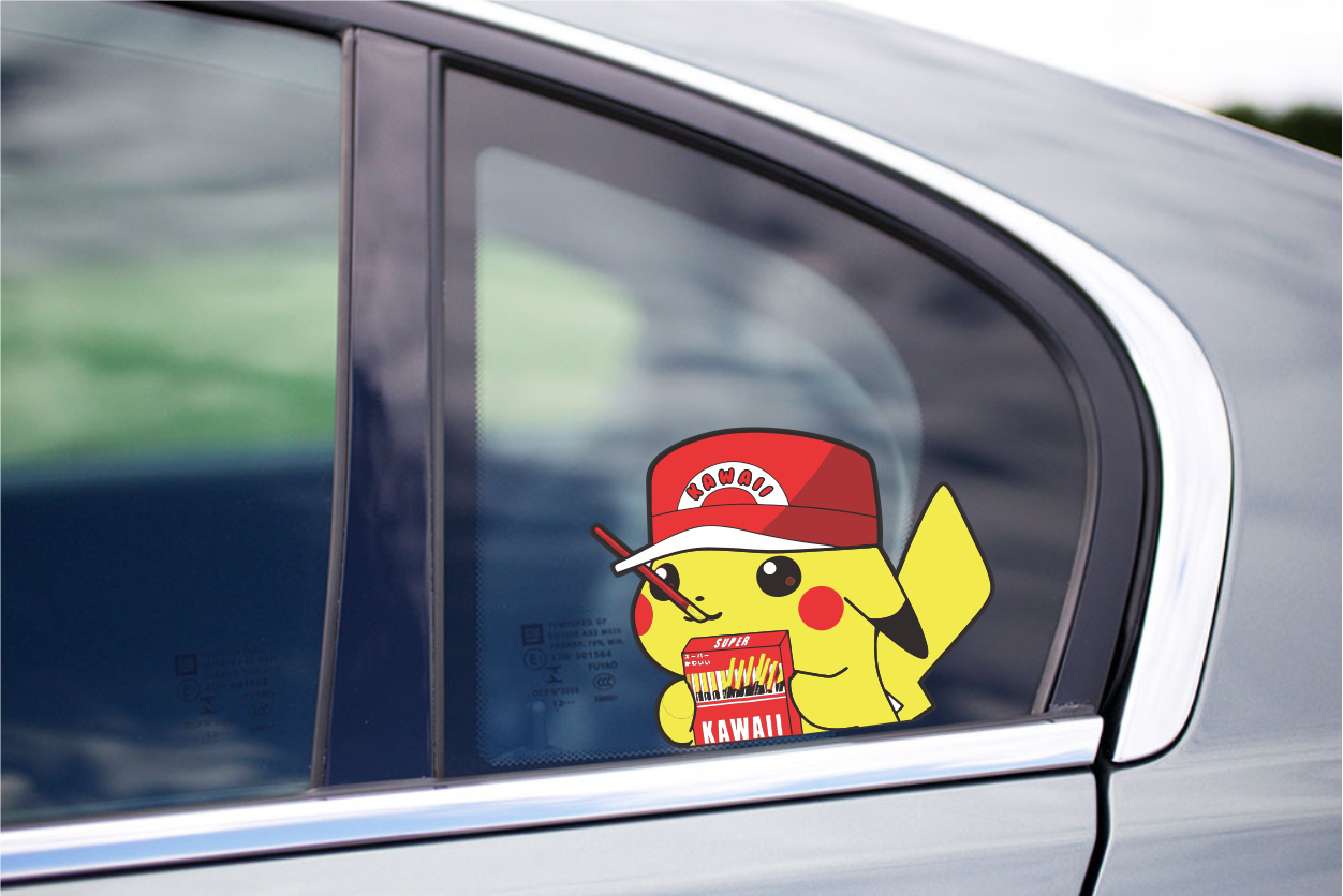 Pikachu Kawaii Peeking Peek Car Bumper Window Vinyl Decal Anime Sticker Pokemon