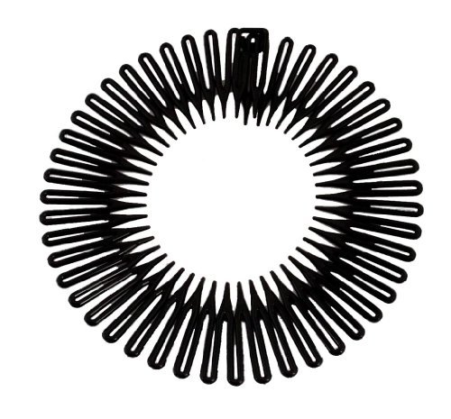 Caravan Full Circle Spring Head Band Comb In Classic Black With Deep Teeth And C