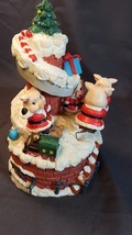 Ceramic Piggies Christmas Music Box Moving parts Plays Jingle Bells - $19.79