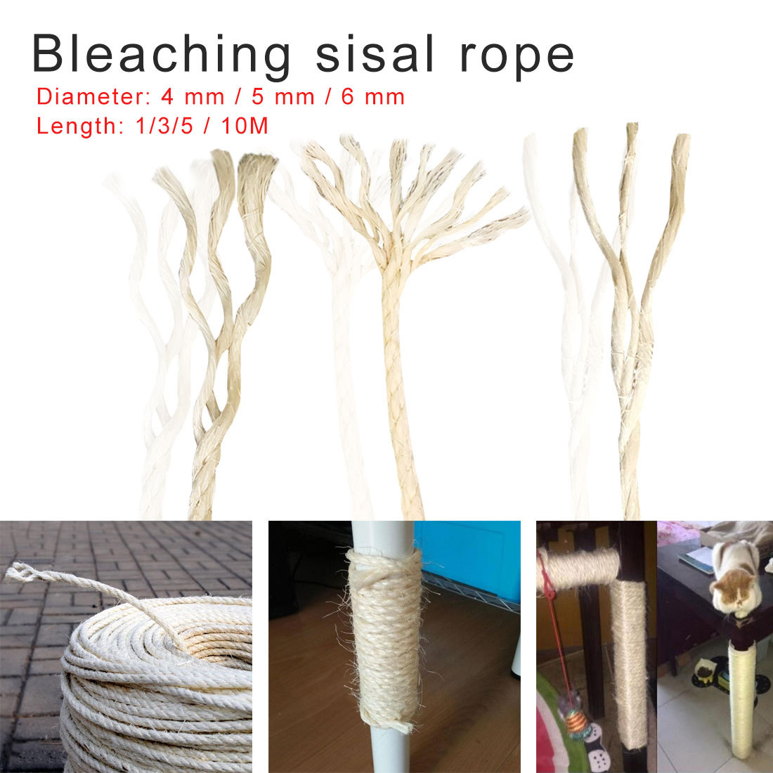 Sisal Rope for Cat Tree Cat Climbing Frame DIY Cats Scratching Post