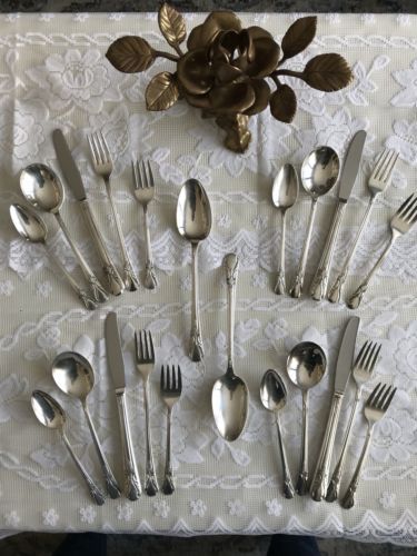 Primary image for 4! 5 Piece Settings AVALON SILVER PLATE FLATWARE ORIGINAL ROGERS 1940