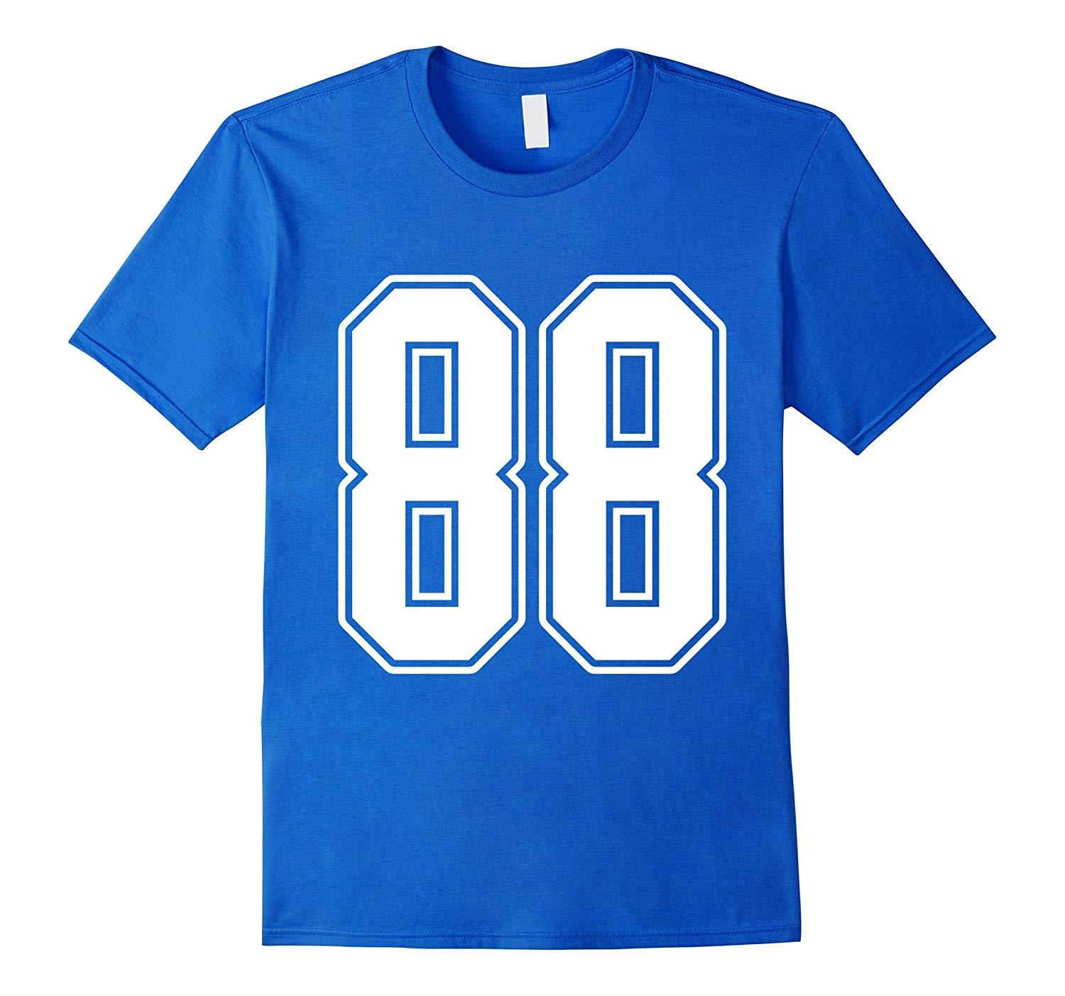 New Tee - #88 White Outline Number 88 Sports Fan Jersey Style T-Tee Men ...